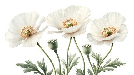 Obraz premium Poppies isolated on a white background poppy flower