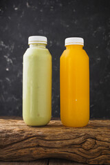 orange juice in a plastic bottle, for your beverage product mockup