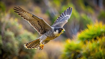 Obraz premium Australian Peregrine Falcon in flight , wingspan, aerial, bird of prey, falcon, raptor, hunting, soaring, swooping