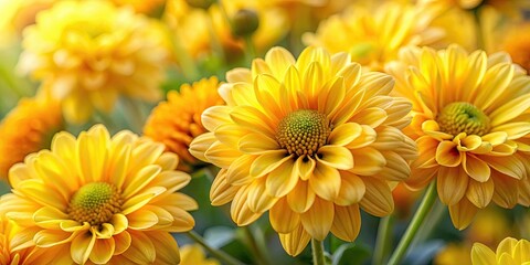 Fototapeta premium yellow flowers background closeup, background, yellow, flowers, closeup, bloom, petals, delicate, colorful, nature, flora, botanical