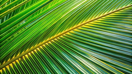 Fototapeta premium Coconut palm leaves in close-up detail with intricate texture and veins