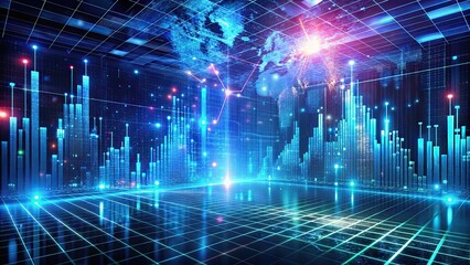 Futuristic Data Visualization, futuristic landscapes, glowing filaments