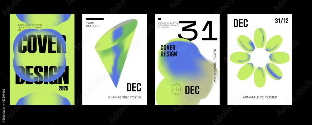 Poster posters with silhouette minimalistic basic figures, extraordinary graphic assets of geometrical shap