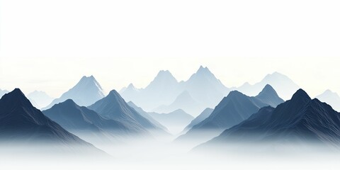 Fototapeta premium Majestic Mountain Range Shrouded in Eerie Fog, Creating a Mystical Landscape for Photography Opportunities