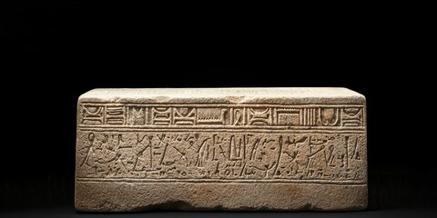 Stone block depicting man and woman in relief, symbolizing love and unity in ancient art.