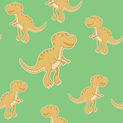 partern yellow t-rex cartoon