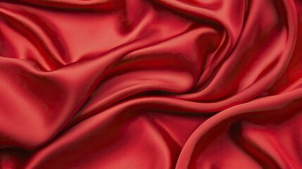 Fototapeta premium Vibrant Red Silk Fabric Background with Elegant Textures and Luxurious Shine, Perfect for Fashion Design or Luxury Concept.