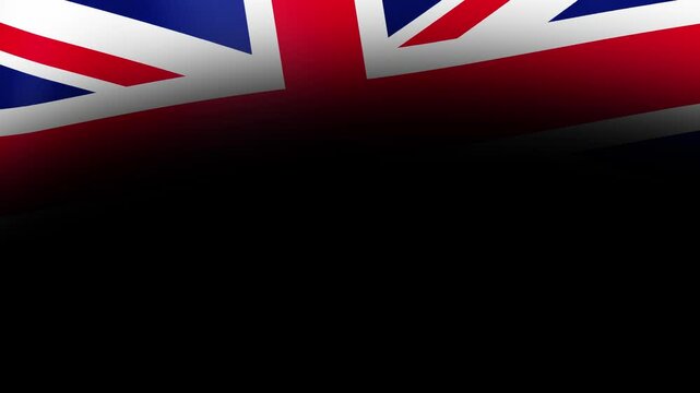 British waving Union Jack flag with black copy space. United Kingdom backdrop banner motion video background, 4K, UHD