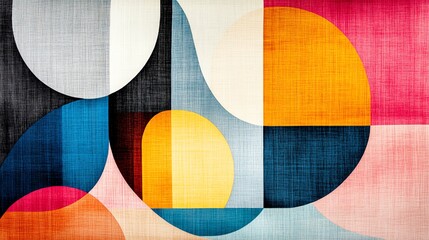 A vibrant abstract artwork featuring geometric shapes in bold colors for modern design aesthetics.