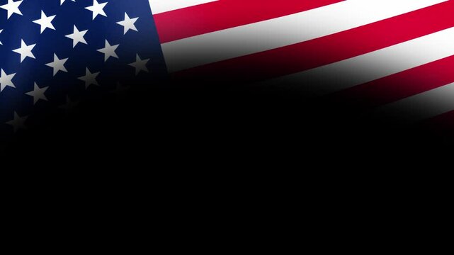 American waving flag with black copy space. USA backdrop banner motion video background overlay, 4K, UHD