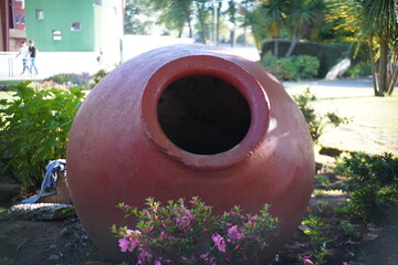 
large pot in the garden