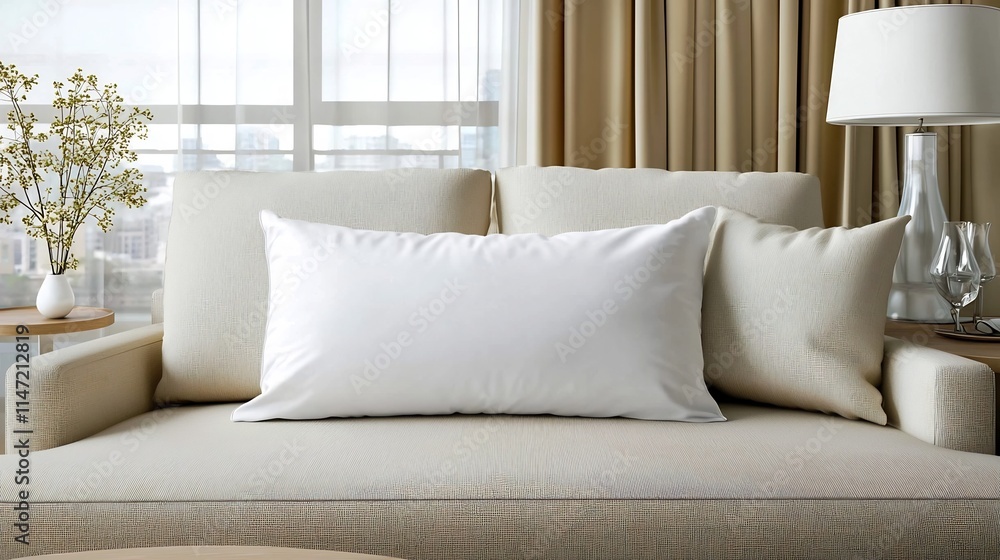 Aufkleber a sleek and minimalist pillow mockup with a soft inviting texture lies gracefully on a neutral toned