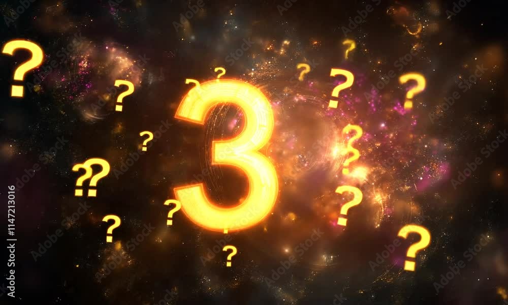 Poster cosmic enigma: number three in a universe of questions