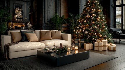 Obraz premium Cozy Christmas Living Room Vibes