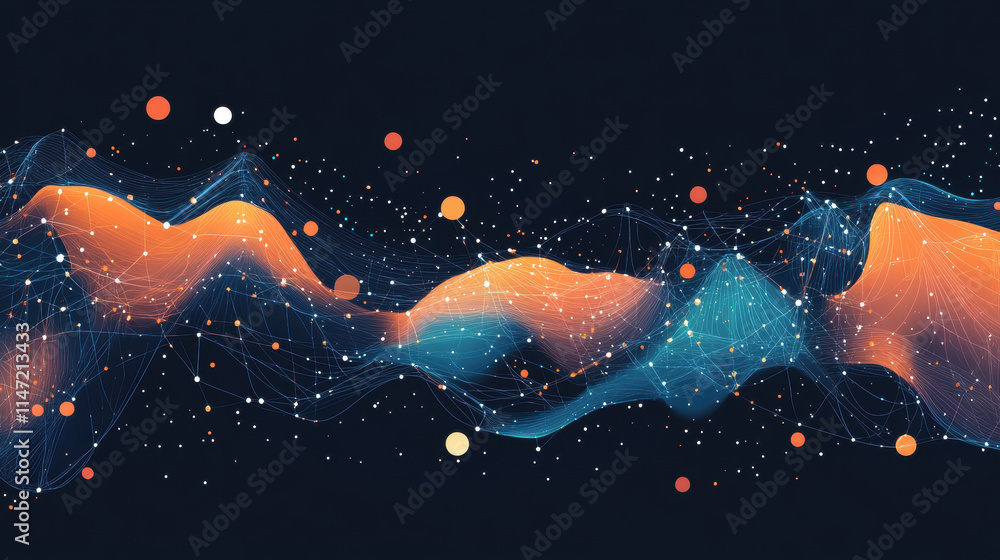Poster abstract digital connections background with dots and lines, technology network vector illustration 