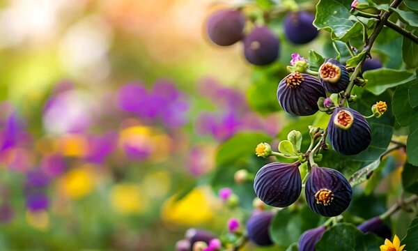 Ripe Figs on the Branch in a Vibrant Garden