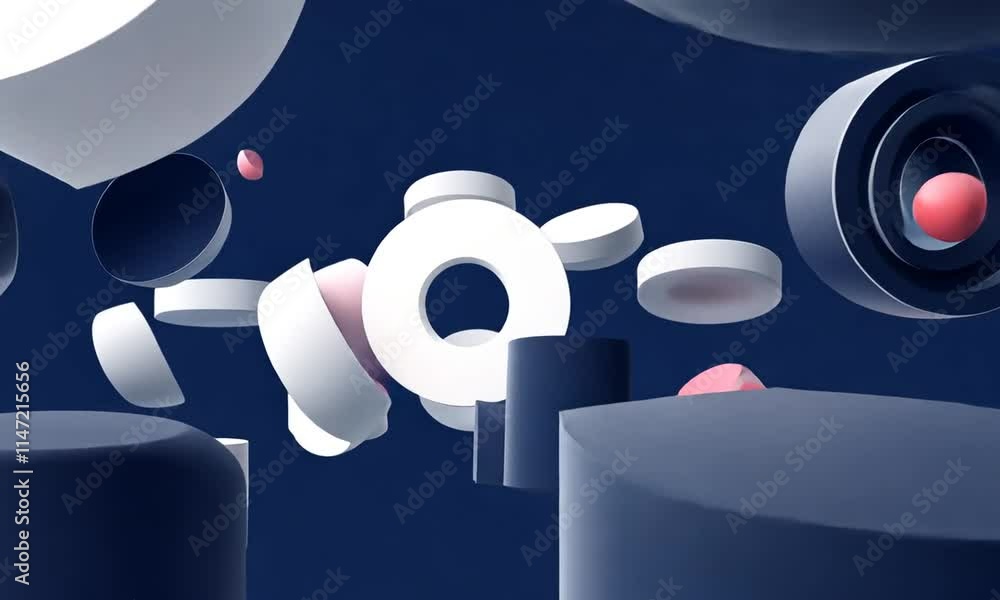Poster abstract 3d composition: geometric shapes, vibrant colors, and dynamic forms create a visually stimu