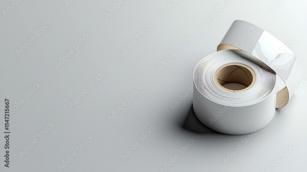 Poster blank adhesive tape roll mockup isolated on a clean white background with soft shadows minimalist st
