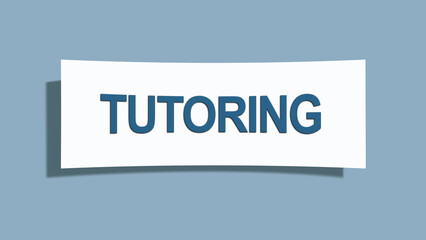 Tutoring. A card isolated on blue background.