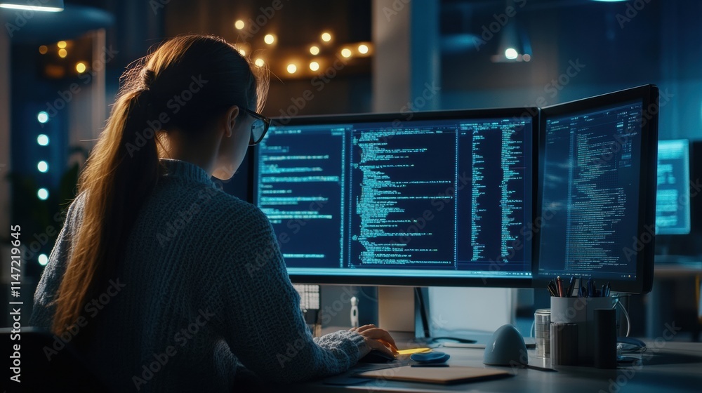 Poster Human and AI collaboration in a modern workspace enhancing productivity through technology and teamwork. Generative AI