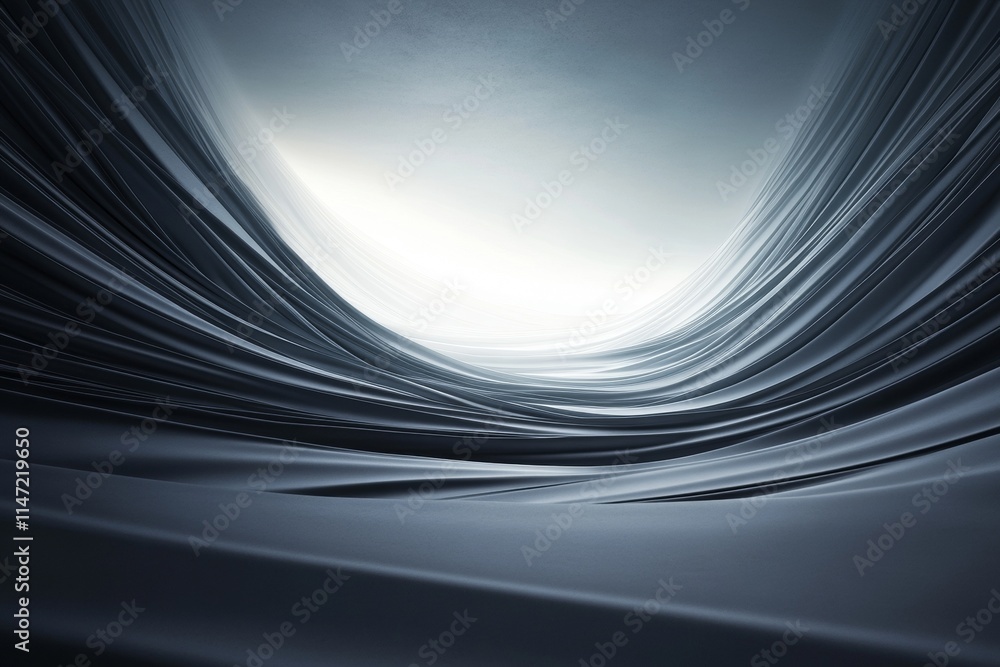Poster a serene abstract landscape with flowing curves and soft light, evoking calmness and depth.