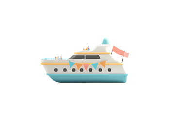 Obraz premium A colorful yacht adorned with festive flags, designed for luxury and leisure on the water.