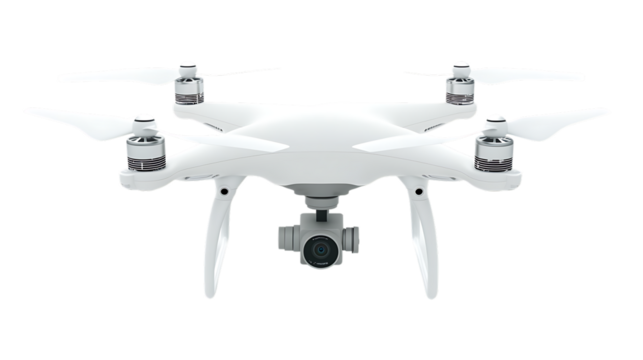 A drone with four propelled isolated on white background