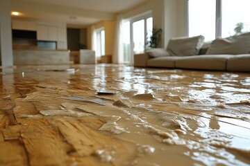 Repairs underway in an apartment after severe flooding damage from unexpected water intrusion