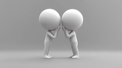 3d white people whispering to another. Whisper. Illustration