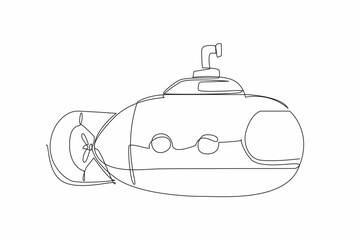 Single continuous line drawing submarine that moves beneath the surface of the water. Navy combat vehicle. The heroes under water. Maritime. National Submarine Day. One line design vector illustration