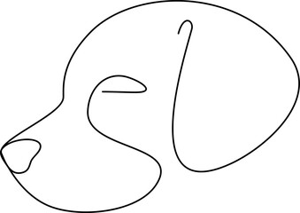 Contour line side view line illustration of a dog's head.