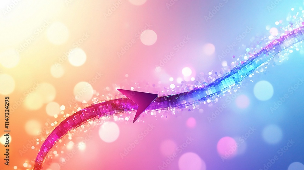 Poster abstract technology background with rising arrow and bokeh effect