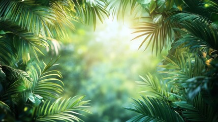 Sunlight filtering through lush tropical foliage