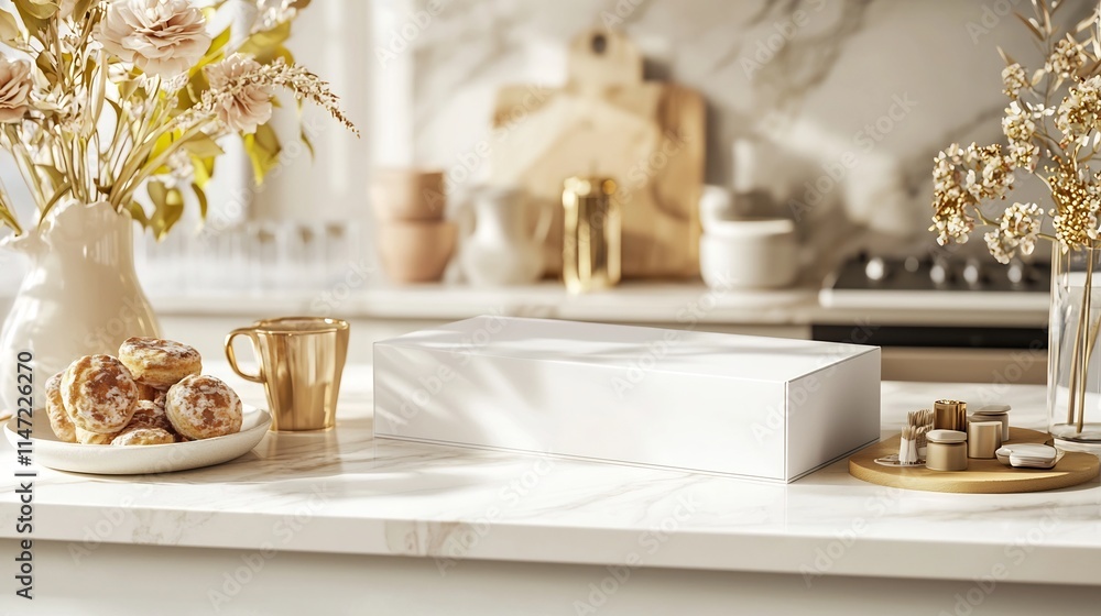 Poster blank toothpaste box mockup lying flat on a clean counter with empty branding surfaces perfect for p