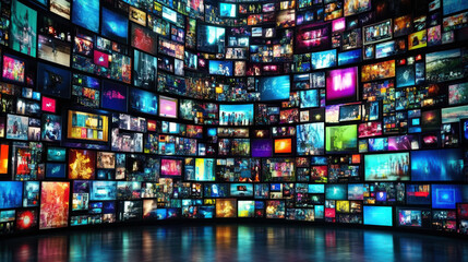 A screen wall composed of electronic screens