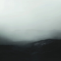 Fototapeta premium The Mysterious Quiet of a Foggy Moor with Shadowy Outlines - Eerie and Captivating