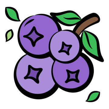 purple blueberries with green leaves clip art preview