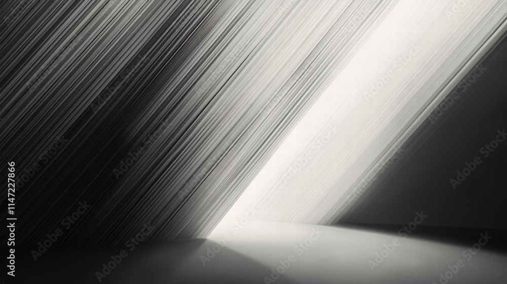 Poster abstract minimalist background with diagonal lines and light effects. black, white, and gray color s
