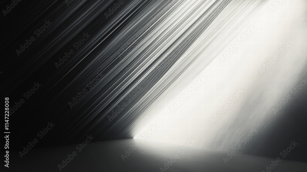 Poster abstract minimalist background with diagonal lines and light effects. black, white, and gray color s