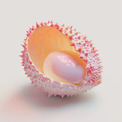 Glossy Lychee with Textured Shell Faintly Glowing Under Light