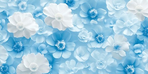 Delicate Blue and White Flowers Close Up