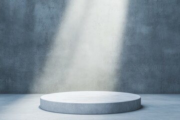 A minimalist stage with a spotlight, ideal for presentations or performances.