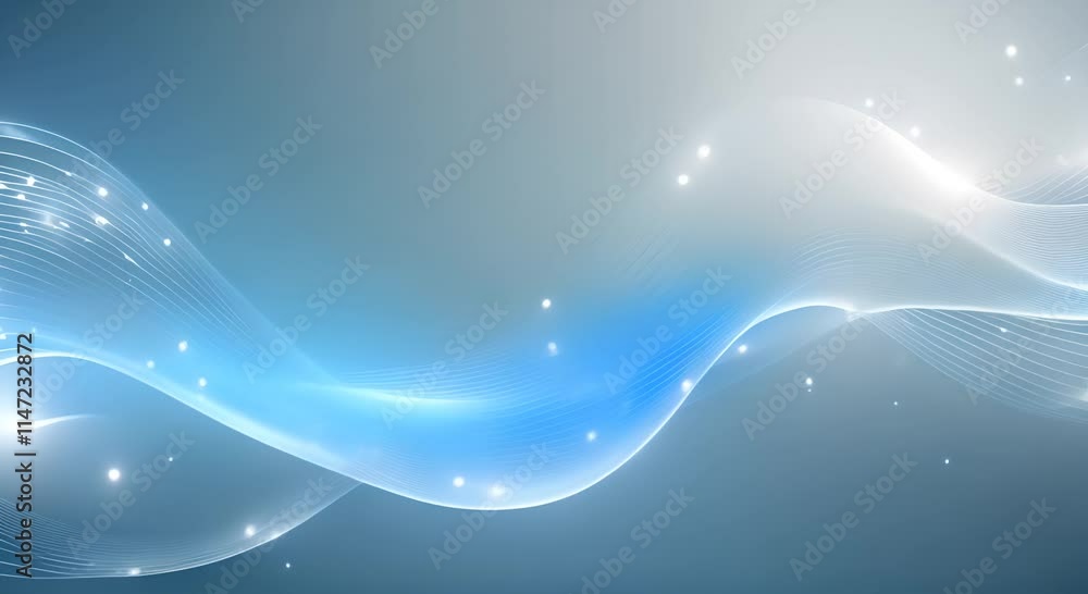 Aufkleber glowing white digital wave lines on blue backdrop with tiny lights contemporary and dynamic visual 4