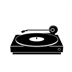 Fototapeta premium A minimalist illustration of a vinyl record player, featuring a turntable and tonearm, symbolizing music and nostalgia.