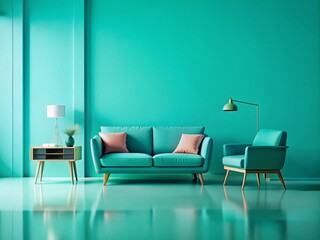 Modern Turquoise Furniture Shopping Scene - AI-Generated Photo