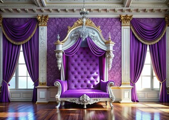 Ornate Purple White Throne Silhouette Grand Hall Canopy