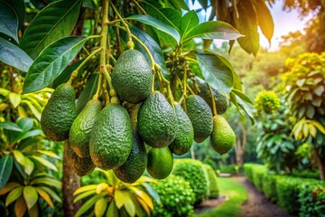 Ripe Avocados on Tropical Trees - Documentary Garden Scene