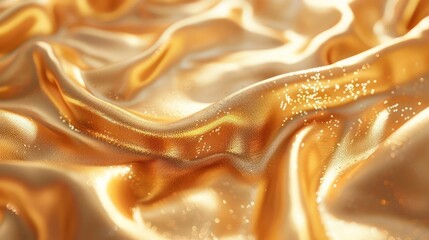 Fabric with a golden yellow hue that has small glittering speckles throughout