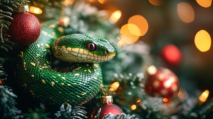 Fototapeta premium Snake in the christmas tree