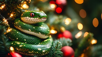 Fototapeta premium Snake in the christmas tree